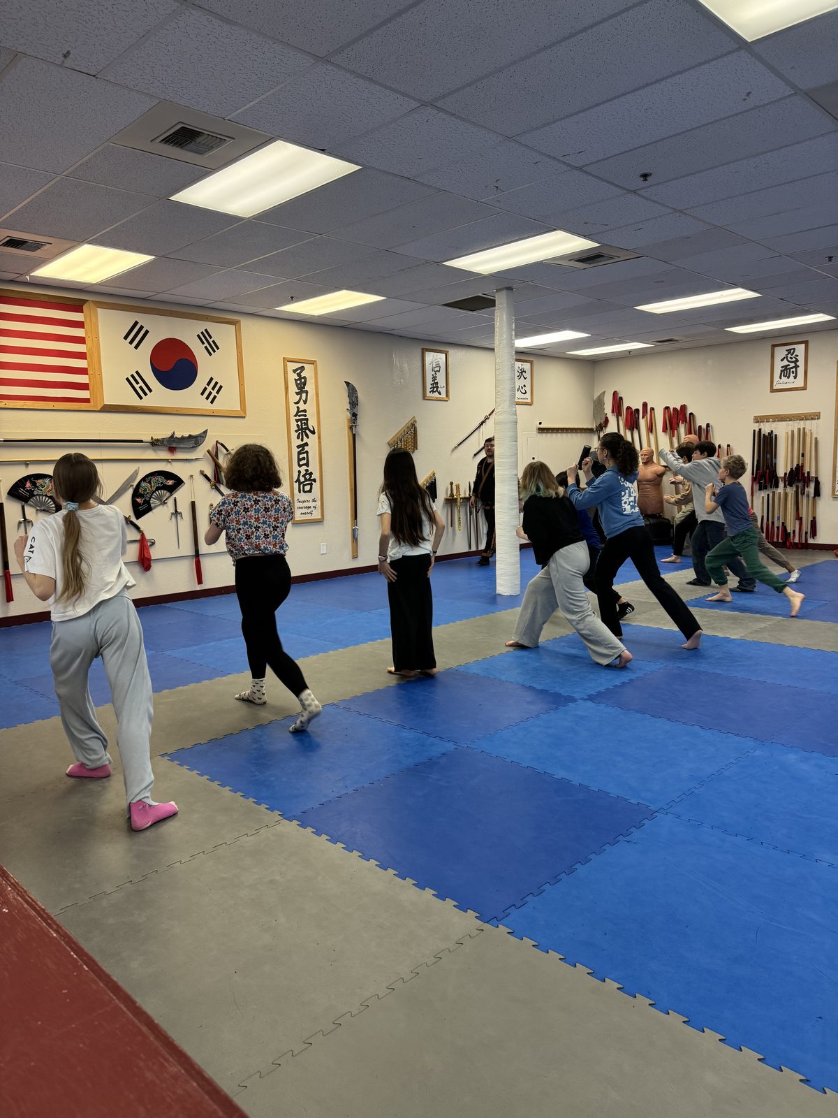 Students practicing martial arts